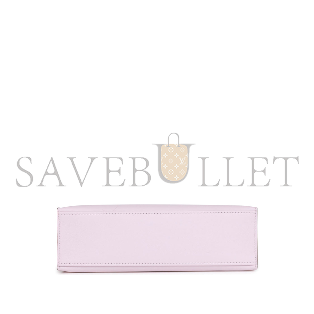 HERMES MASTER KELLY POCHETTE MAUVE PALE SWIFT PALLADIUM HARDWARE (22*14*7cm) 